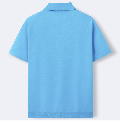 KZZ Men's High-Stretch Acrylic-Cotton Knit Polo Shirt