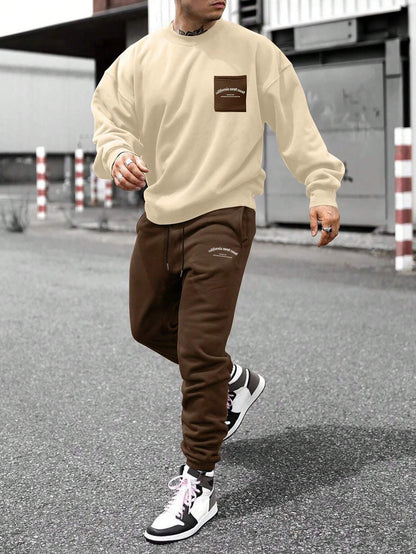 KZZ Crew-neck long-sleeve pullover and elastic-waist trousers