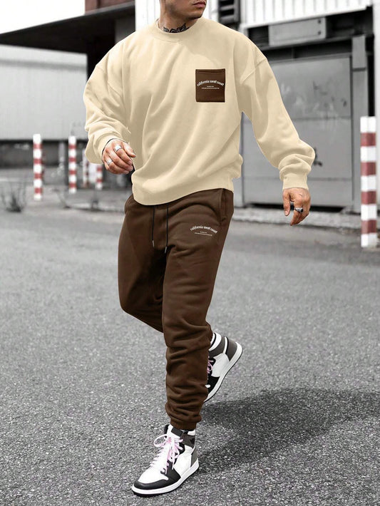 KZZ Crew-neck long-sleeve pullover and elastic-waist trousers
