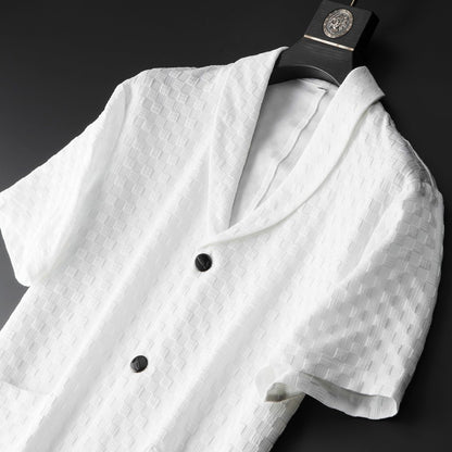 KZZ Short-sleeve polo shirt paired with solid-colored trousers