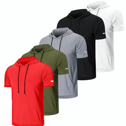 KZZ Men's solid color drawstring pocket hoodie
