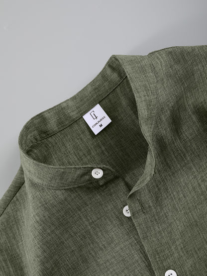 KZZ Men's Linen-Blend Two-Piece Loungewear Set