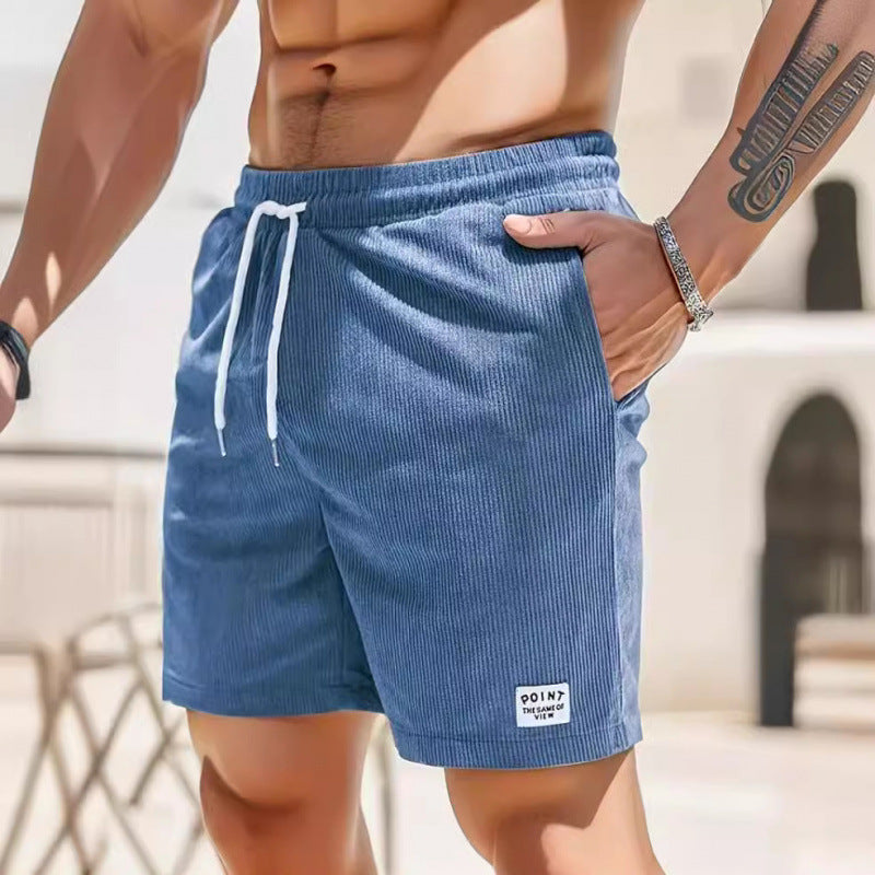 KZZ Men's Letter Patchwork Print Pocket Shorts