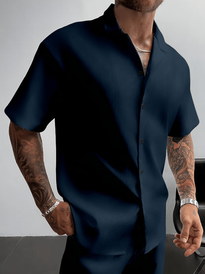 KZZ Men's Plus-Size Streetwear Two-Piece Set