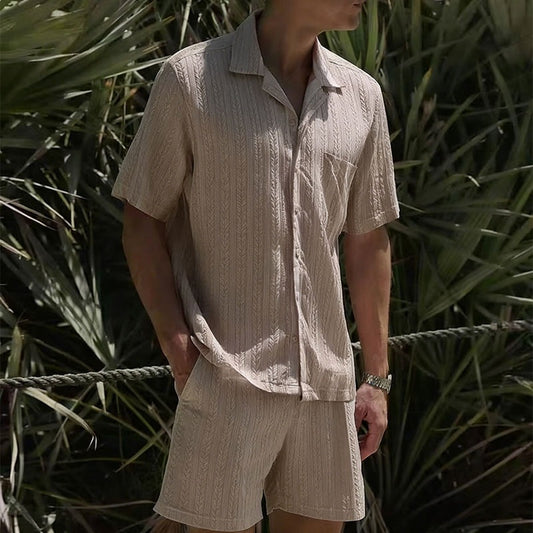 KZZ Men's Textured Knit Two-Piece Set
