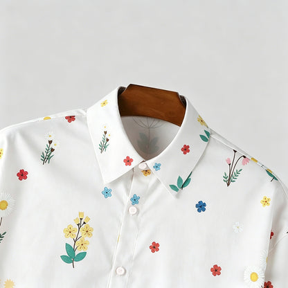 KZZ Men's Short-Sleeve Casual Floral Shirt