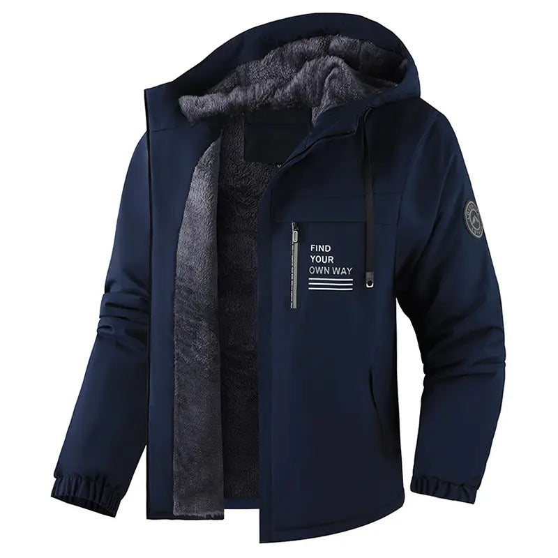 KZZ Men's slim-fit retro preppy style lamb fleece jacket