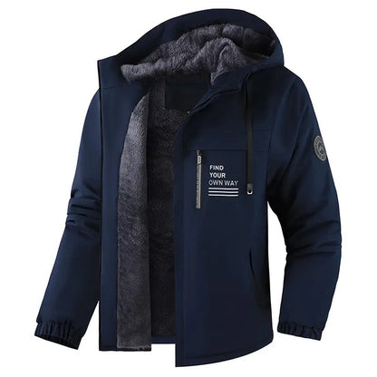 KZZ Men's slim-fit retro preppy style lamb fleece jacket