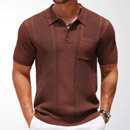 KZZ Men's High-Stretch Acrylic-Cotton Knit Polo Shirt
