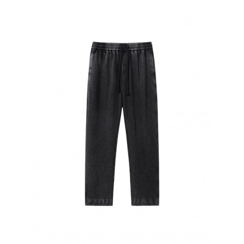 KZZ Men's Acid-Wash Solid Color Loose-Fit Casual Sweatpants