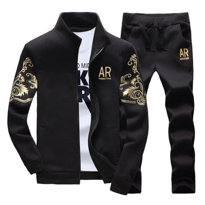 KZZ Everyday Casual Stand Collar Set Men's Fashionable Two-Piece All-Season Versatile