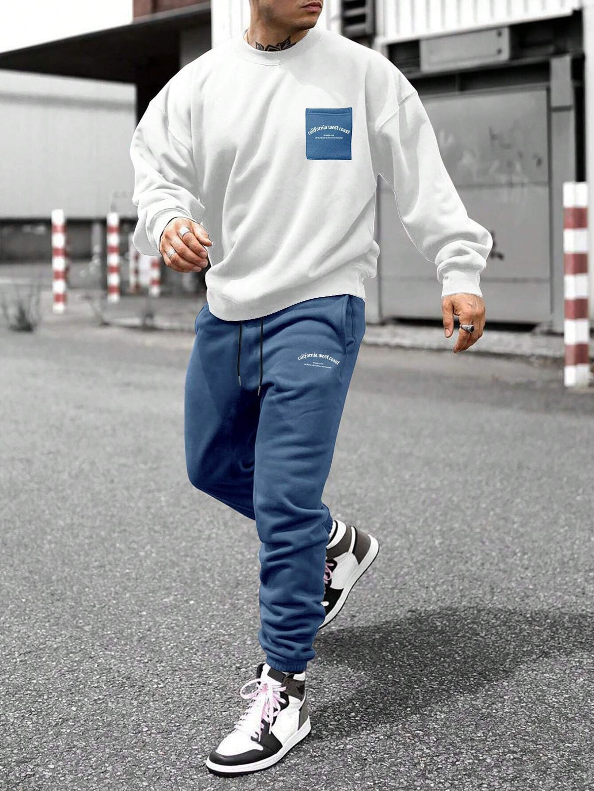 KZZ Crew-neck long-sleeve pullover and elastic-waist trousers