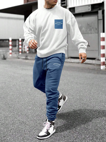 KZZ Crew-neck long-sleeve pullover and elastic-waist trousers