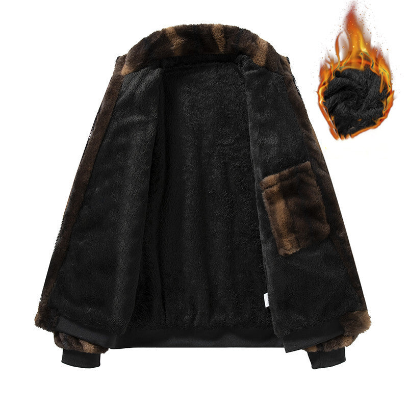 KZZ Men's Winter Mink Fur Coat Imitation Mink Velvet Thick Warm Short Jacket