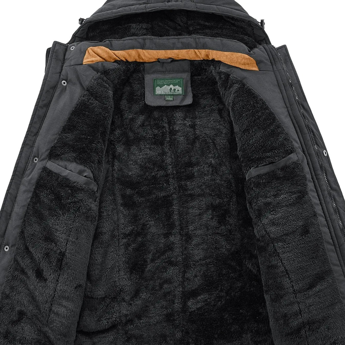 KZZ Men's winter fleece-lined hooded windbreaker