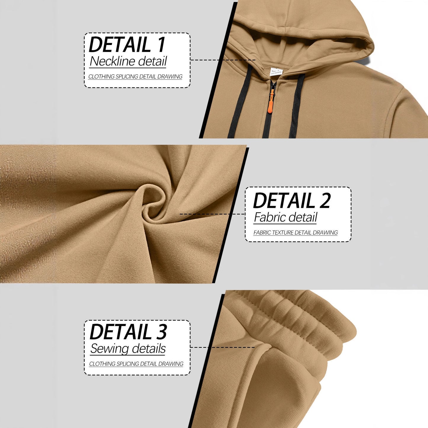 KZZ Men's Fall & Winter Hooded Casual Tracksuit Set: featuring a zip-front hooded design, cargo pants with multiple pockets