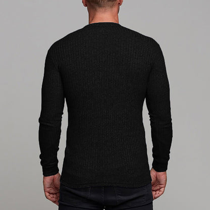 KZZ Slim Fit Knit Long Sleeve T-Shirt for Men