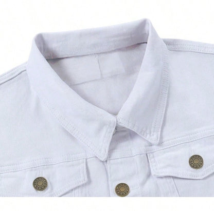 KZZ Men's White Denim Jacket