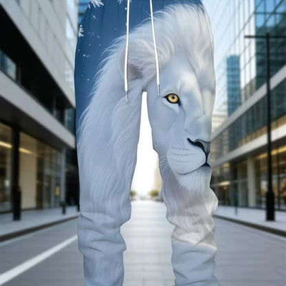 KZZ Two-Piece Thickened Snow Lion 3D Full Print Hoodie Set