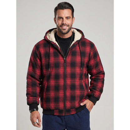 KZZ Men's Long-Sleeve Plaid Jacket