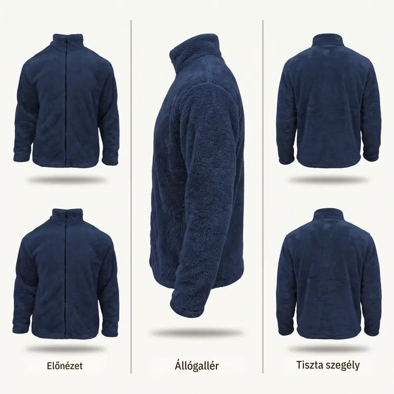 KZZ  Men's fleece stand-up collar full zip-up long-sleeved jacket