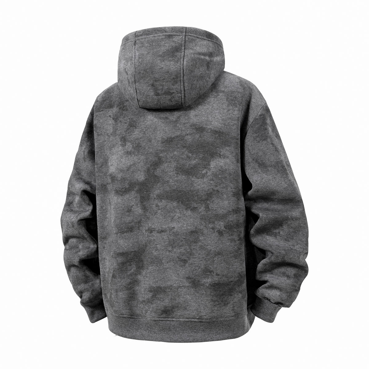 KZZ Plus-size warm full-zip hooded sweatshirt