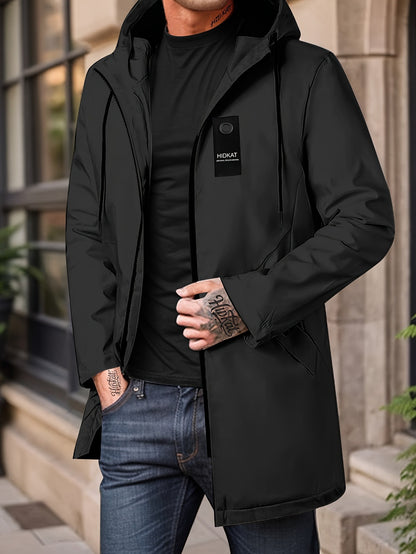 KZZ Men's Mid-Length Thin Top with Full Zipper and Drawstring Hood