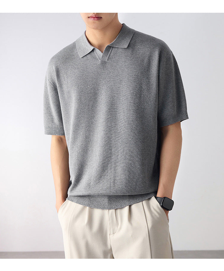 KZZ Short-Sleeve Summer Casual Pullover Polo Shirt