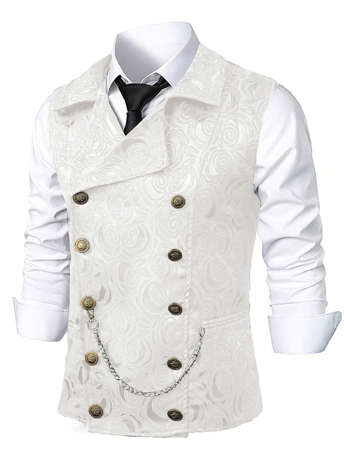 KZZ Men's Solid-Color Double-Breasted Suit Vest
