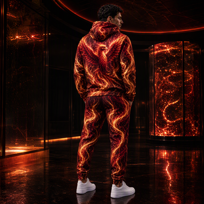 KZZ Men's Cool Printed Hoodie Tracksuit Two-Piece Street Style Sportswear