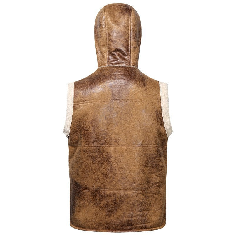 KZZ Men's Color-Block Printed Zip-Up Hooded Vest