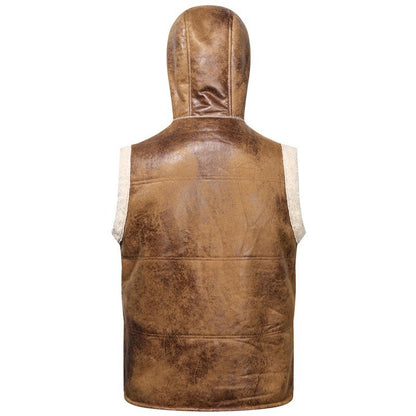 KZZ Men's Color-Block Printed Zip-Up Hooded Vest