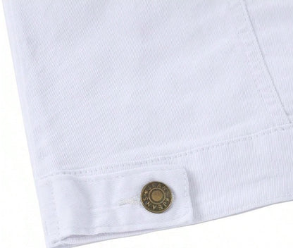 KZZ Men's White Denim Jacket