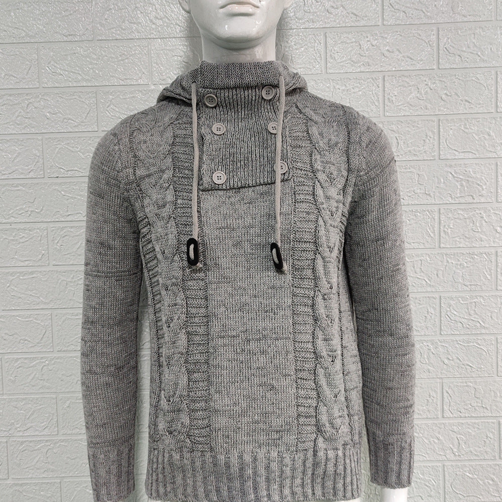 KZZ Autumn Men's Knitted Hoodie Pullover