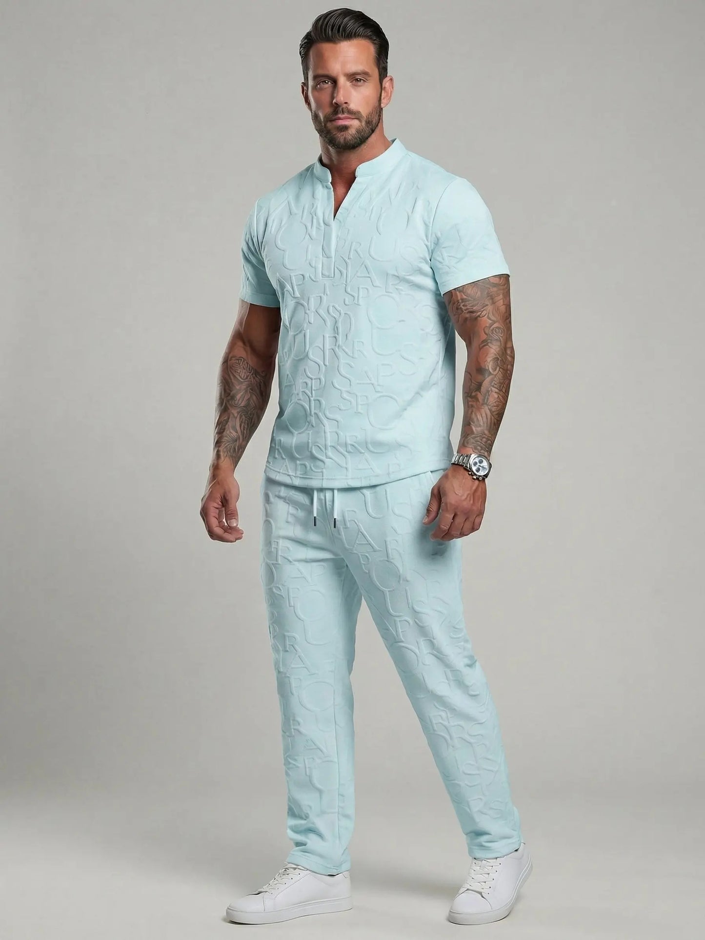 KZZ letter T-shirt and drawstring pants spring and summer casual set