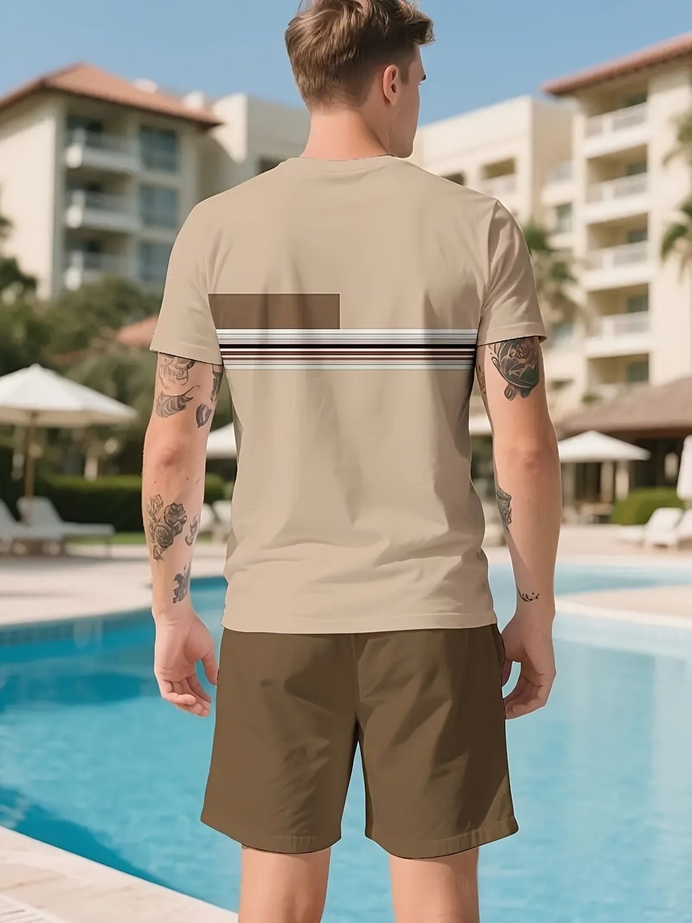 KZZ Men's short-sleeved shorts suit