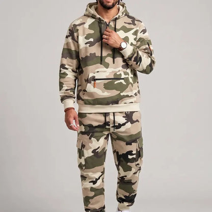KZZ Men's two-piece camouflage tracksuit