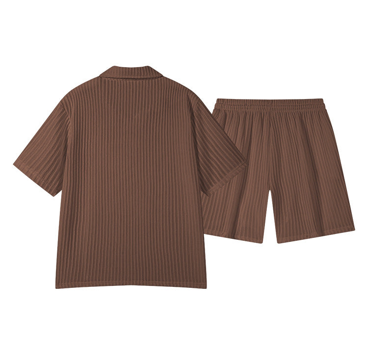 KZZ Short-Sleeve V-Neck Polo Top and Shorts Set