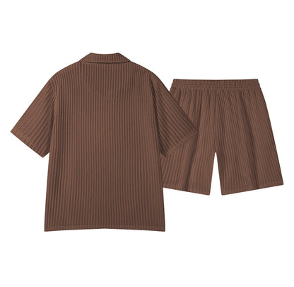 KZZ Short-Sleeve V-Neck Polo Top and Shorts Set