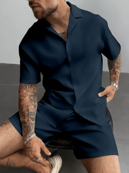 KZZ Men's Plus-Size Streetwear Two-Piece Set