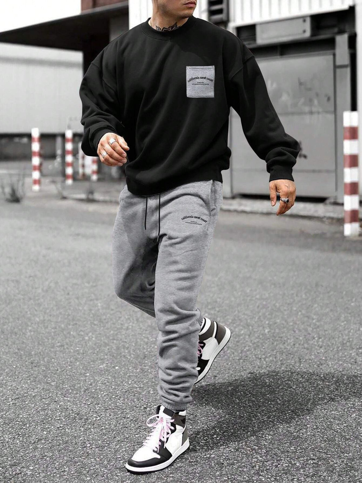 KZZ Crew-neck long-sleeve pullover and elastic-waist trousers