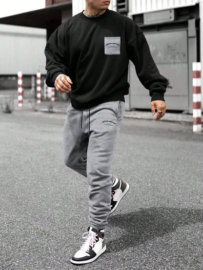 KZZ Crew-neck long-sleeve pullover and elastic-waist trousers
