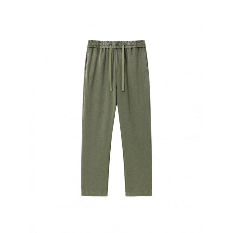KZZ Men's Acid-Wash Solid Color Loose-Fit Casual Sweatpants