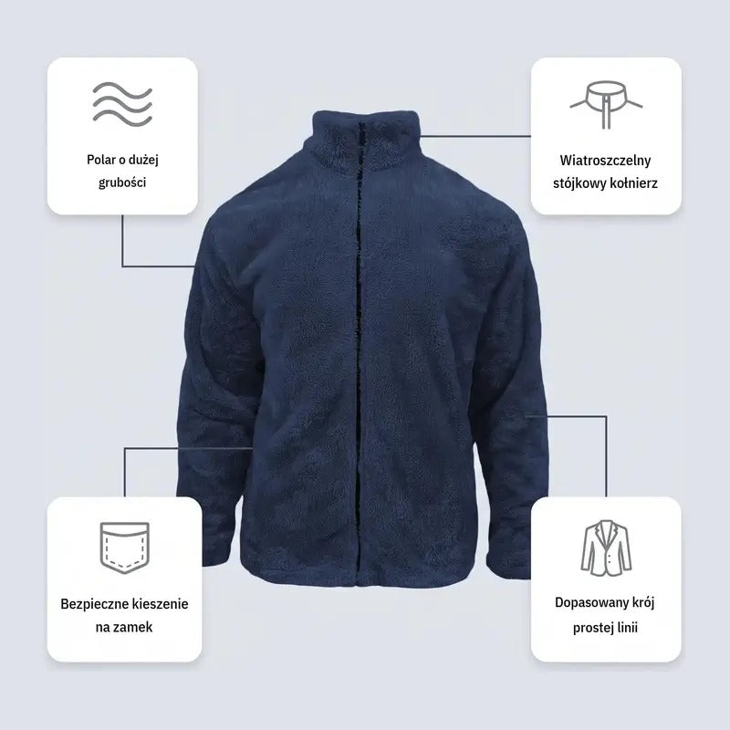 KZZ  Men's fleece stand-up collar full zip-up long-sleeved jacket