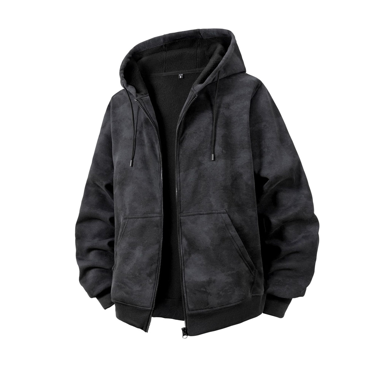 KZZ Plus-size warm full-zip hooded sweatshirt