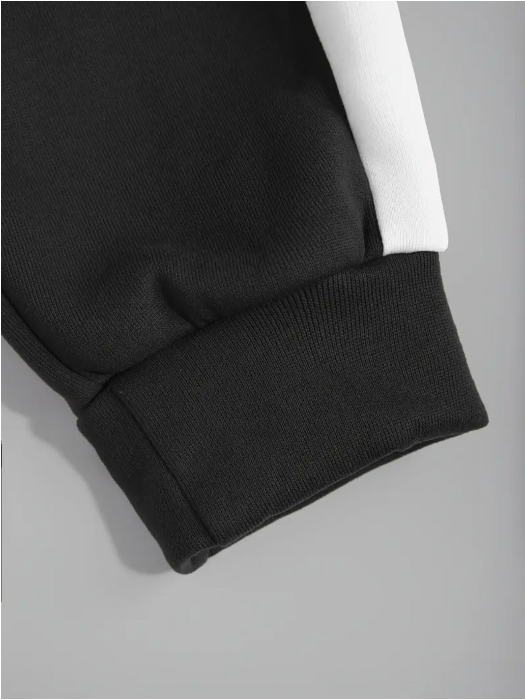 KZZ Men's clothing, two-piece contrasting long sleeved zipper hooded jacket and drawstring pants