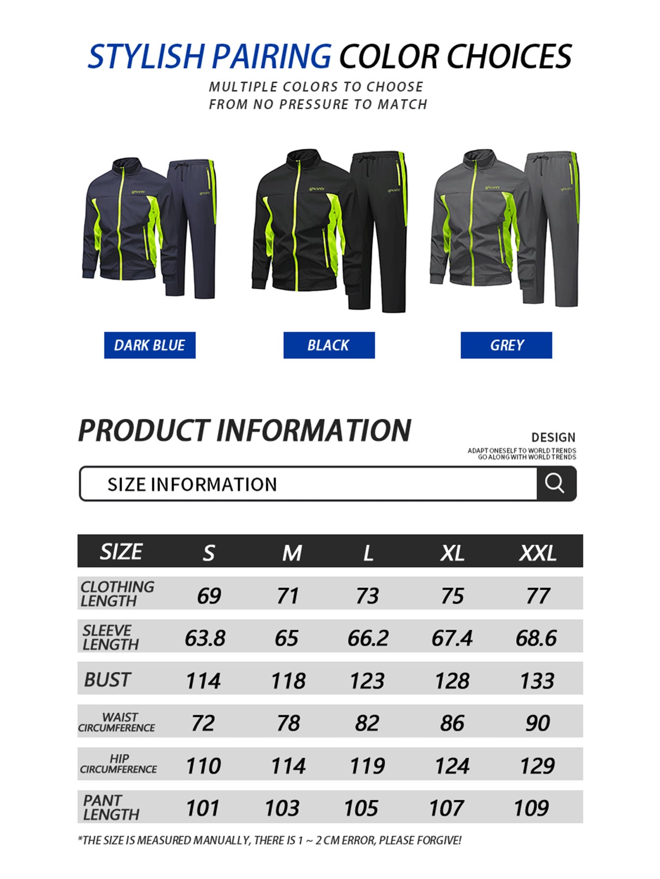 KZZ Men's Fall and Winter Outfits Tracksuits Sweatsuits 2 Pieces