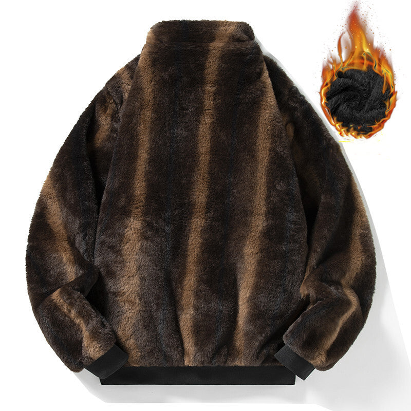 KZZ Men's Winter Mink Fur Coat Imitation Mink Velvet Thick Warm Short Jacket