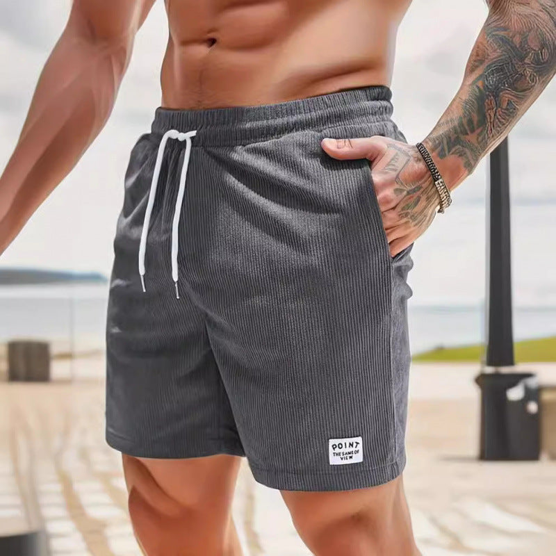 KZZ Men's Letter Patchwork Print Pocket Shorts