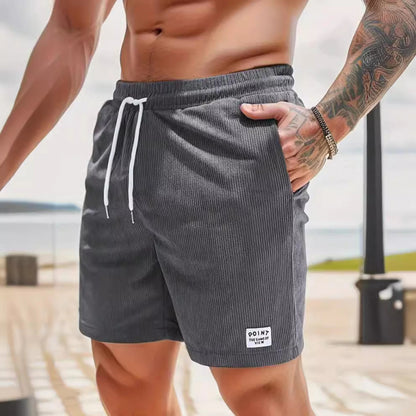 KZZ Men's Letter Patchwork Print Pocket Shorts
